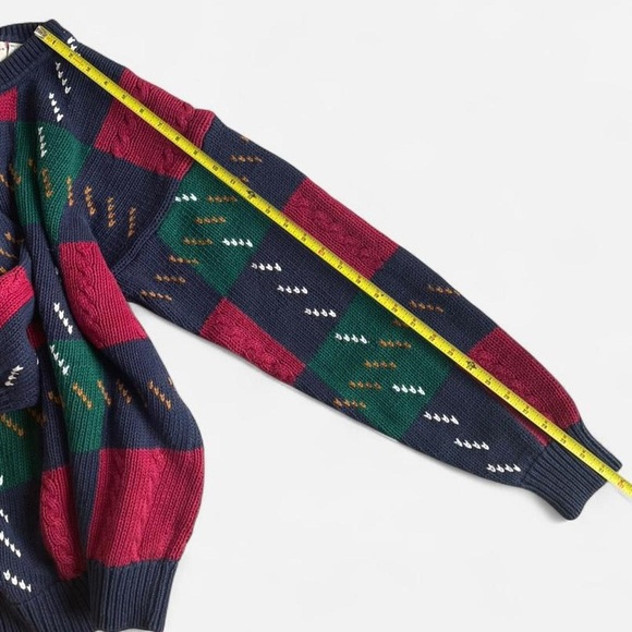 Vintage St. John’s Bay Chunky Color Block Knit Red Green Blue Crewneck Sweater - Picture 5 of 8